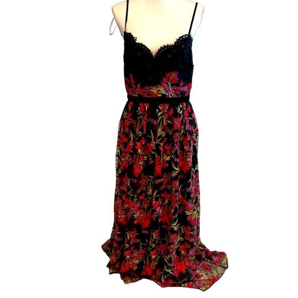 Marchesa Notte Embroidered Floral Maxi Dress Gown Size 12 - Picture 5 of 9